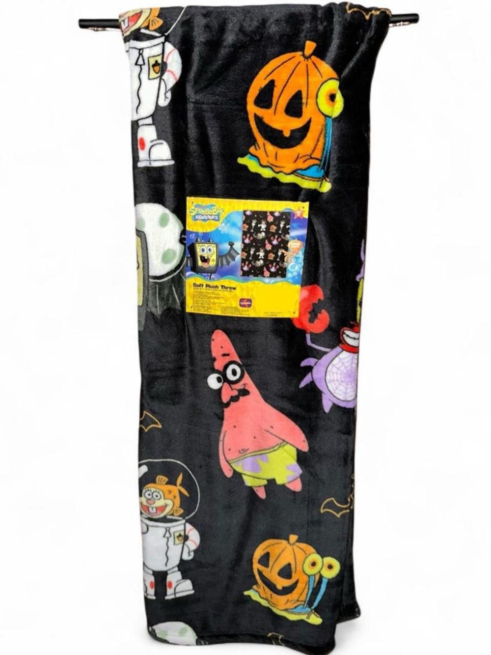 SpongeBob SquarePants Halloween Plush Throw Blanket, black